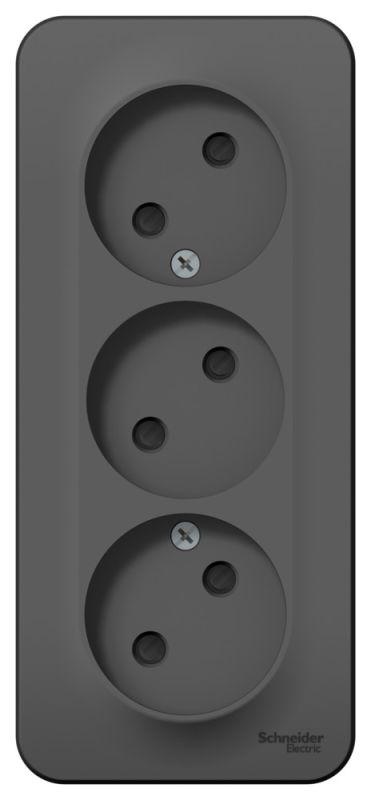 розетка 3-м оп blanca 16а ip20 250в без заземл. защ. шторки с изолир. пластиной антрацит se blnra001316 от BTSprom.by