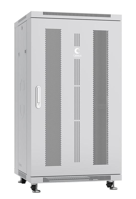 шкаф монтажный телекоммуникационный напольн. nd-05c-22u60/60 19дюйм 22u 600х600х1166мм для распределит. и серверн. оборудования; передняя и задняя перфорир. двери ручка с замком ral7035 сер. cabeus 7657c от BTSprom.by