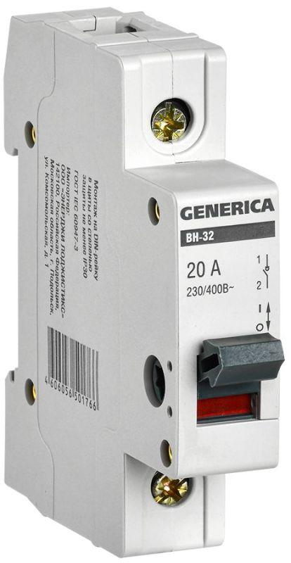выключатель нагрузки (мини-рубильник) 1п 20а вн-32 generica mnv15-1-020 от BTSprom.by