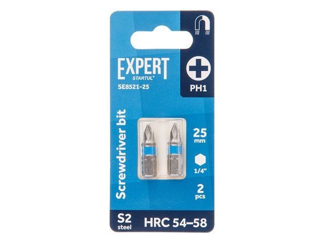 насадка крестообразная ph1 25мм  2шт expert startul (se8521-25) (бита phillips магнитная) se8521-25 от BTSprom.by