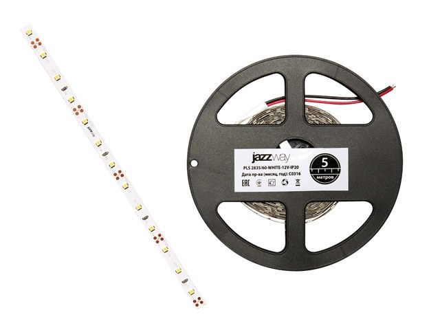 лента светодиодная pls 2835/60 (6.0 вт/м, 480 лм/м, ip20, 12в (5 м в уп.) зеленая jazzway (60 диод/м, зеленый свет, 8 мм) 5000322 от BTSprom.by