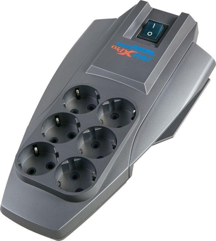 удлинитель с сетевым фильтром 6х7м с заземл. 10а ip20 cca 3х1 сер. pilot 802474 от BTSprom.by