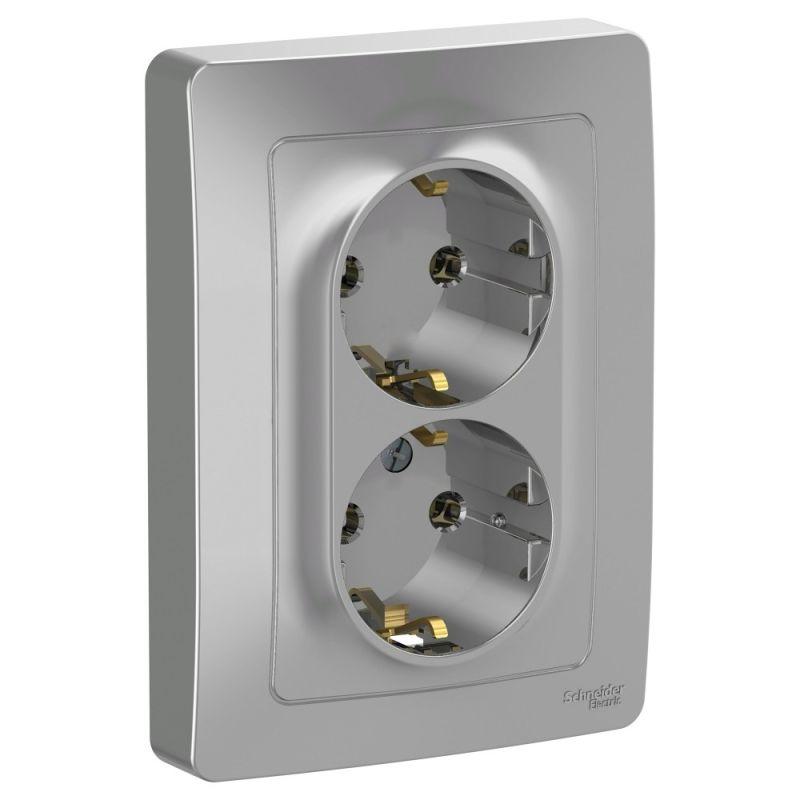 розетка 2-м сп blanca 16а ip20 250в с заземл. без защ. шторок алюм. se blnrs001023 от BTSprom.by