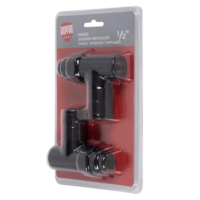  Набор дизайн-вентилей PIANO прямой 1/2дюйм черн. Royal Thermo НС-1422580 фото в каталоге от BTSprom.by