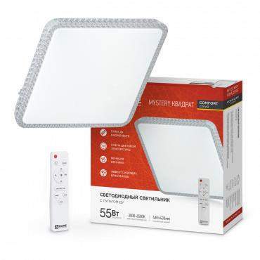 светильник светодиодный comfort mystery квадрат 55вт 230в 3000-6500к 4400лм 430х65мм с пультом ду in home 4690612041865 от BTSprom.by
