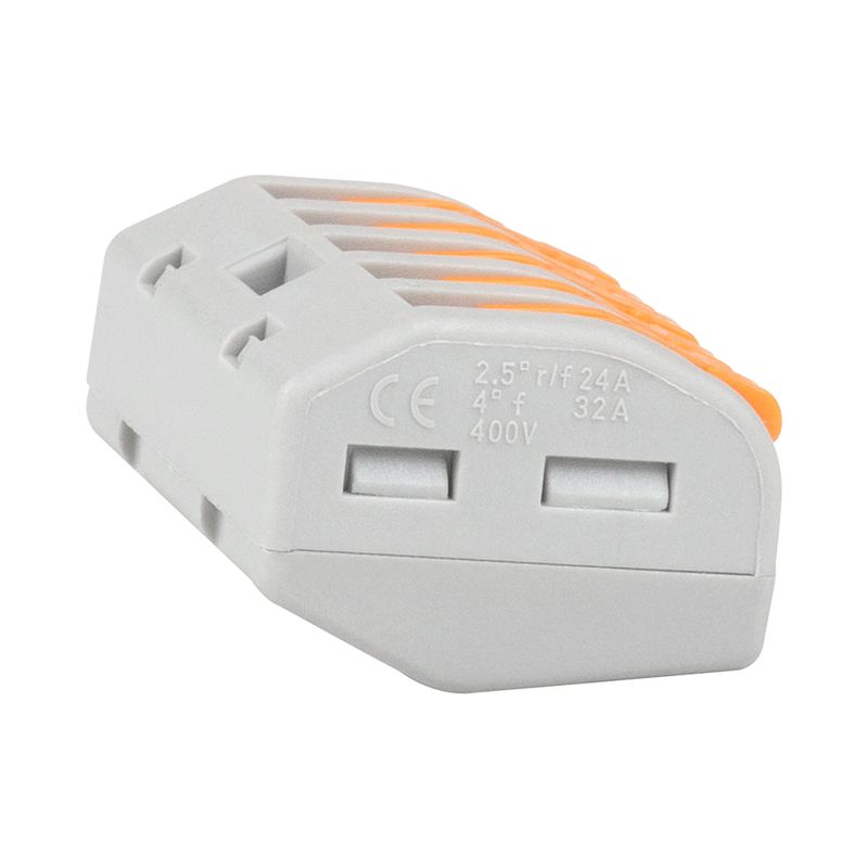  Клемма строительно-монтажная OptiKit СМК 222-415 с рычагом 5 отверстий 0.2-2.5(4.0)кв.мм КЭАЗ 351066 фото в каталоге от BTSprom.by