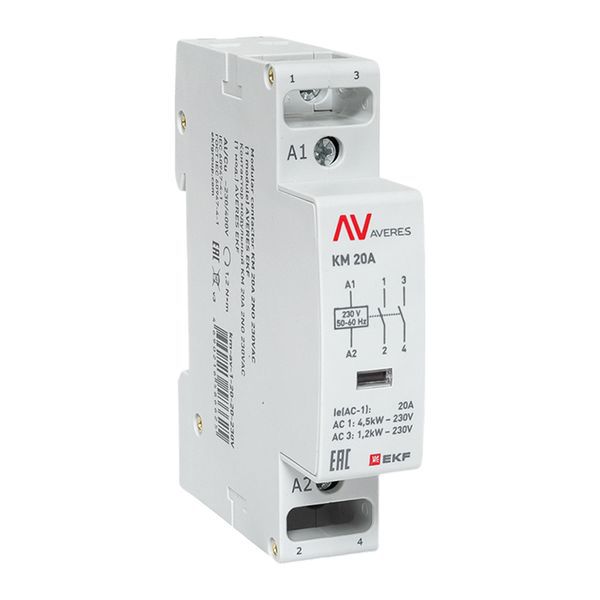 контактор модульный км 20а 2nо 230в ac (1 мод.) averes ekf km-av-1-20-20-230v от BTSprom.by