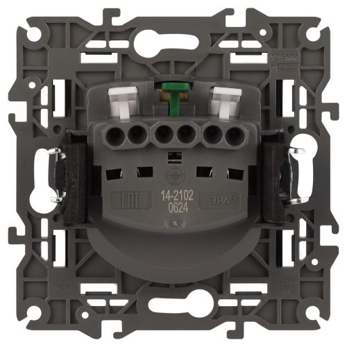  Розетка 1-м СП Эра Elegance 14-2102-05 16А IP20 16AX 250В 2P+E Schuko защ. шторки антрацит Эра Б0034276 фото в каталоге от BTSprom.by