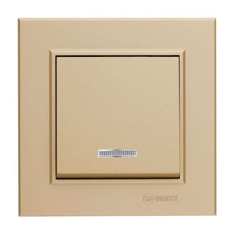 переключатель 1-кл. сп karea 10а ip20 латунь с подсветкой makel 56057025 от BTSprom.by