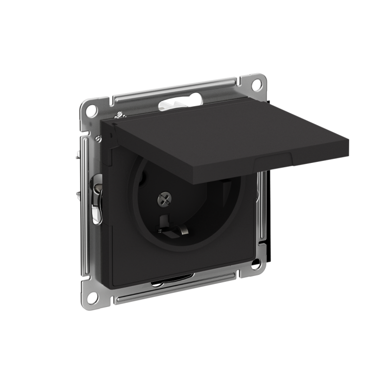 розетка 1-м сп atlasdesign 16а ip20 с заземл. защ. шторки с крышкой механизм карбон se atn001046 от BTSprom.by