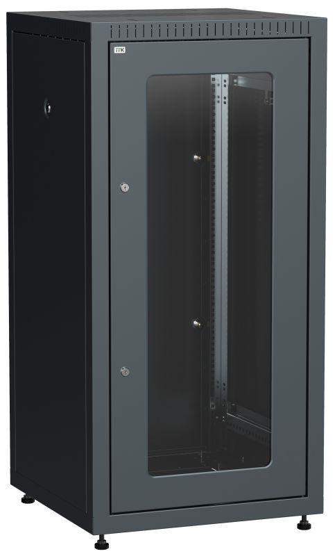 шкаф сетевой linea e 24u 600х600мм стекл. передняя дверь задняя металлическая черн. itk le05-24u66-gm от BTSprom.by