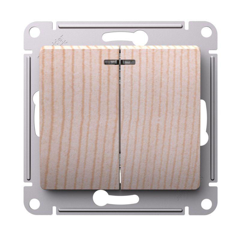 выключатель 2-кл. glossa с подсветкой сх.5а 10ах механизм сосна se gsl001553 от BTSprom.by