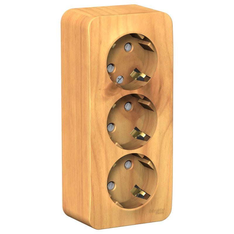 розетка 3-м оп blanca 16а ip20 250в с заземл. защ. шторки с изолир. пластиной ясень se blnra011315 от BTSprom.by