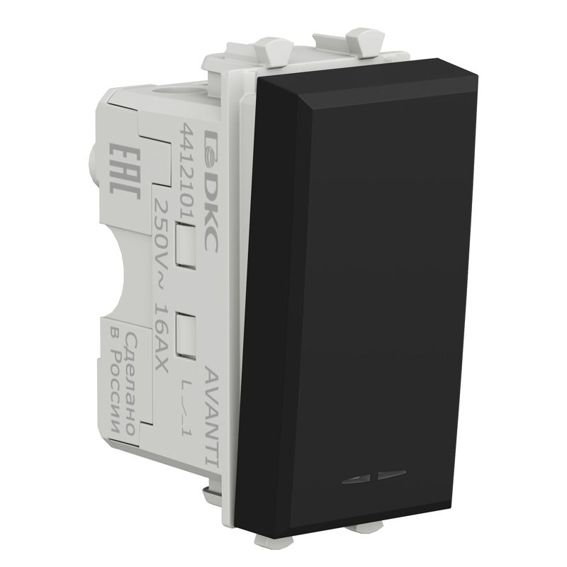  Выключатель модульный 1мод. Avanti "Черный матовый" DKC 4412101 фото в каталоге от BTSprom.by