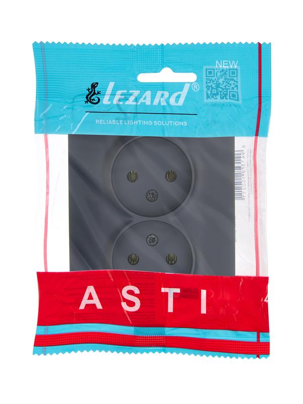  Розетка 2-м СП ASTI 16А IP20 без заземл. термопласт черн. бархат LEZARD 7081-4200-128B фото в каталоге от BTSprom.by