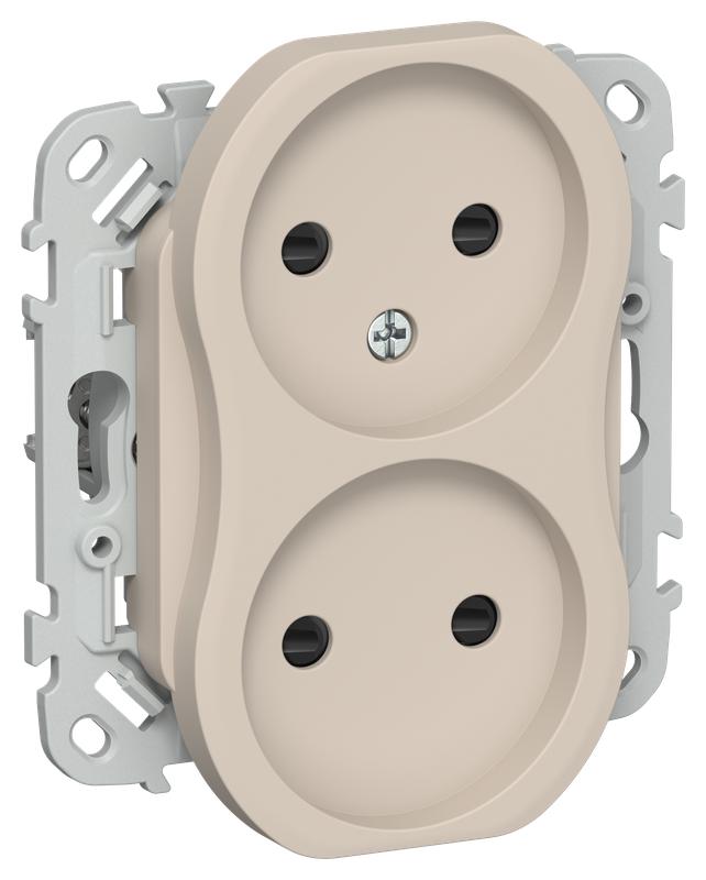 розетка 2-м сп flite рсш02-0-флл 10а без заземл. с защ. шторками механизм льняной iek fi-r23-10-k88 от BTSprom.by