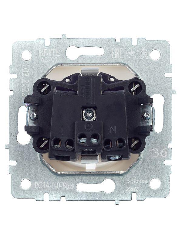  Розетка BRITE РС14-1-0-БрЖ 16А с заземл. защ. шторки механизм жемчуж. IEK BR-R14-16-K36 фото в каталоге от BTSprom.by