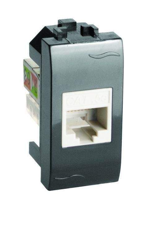 розетка компьютерная сп 1мод. brava rj45 кат.6 черн. dkc 77458n от BTSprom.by