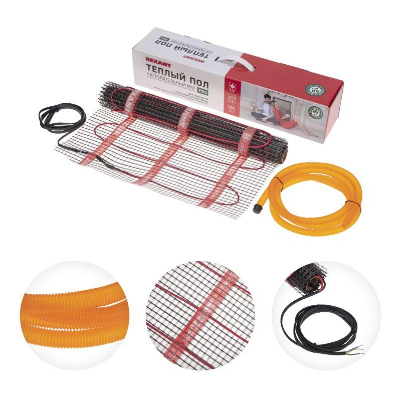  Комплект "Теплый пол" (мат) двухжил. 880Вт 0.5х8м 4кв.м PRO RNX-4-880 с экраном Rexant 51-0016 фото в каталоге от BTSprom.by