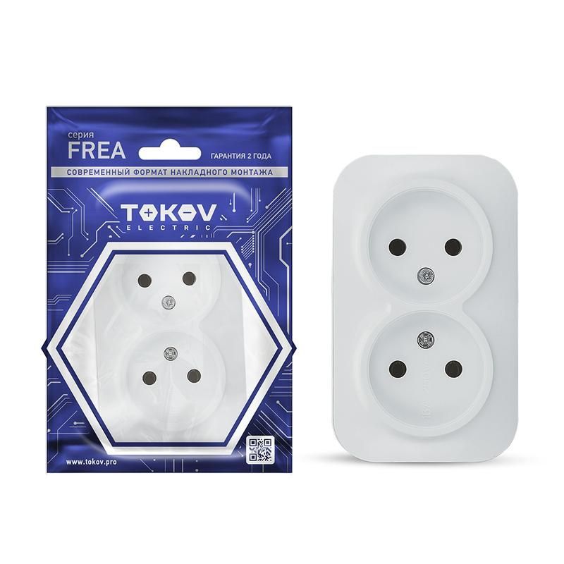 розетка 2-м оп frea 16а ip20 250в без заземл. абс-пластик бел. tokov electric tke-fr-r2-c01 от BTSprom.by