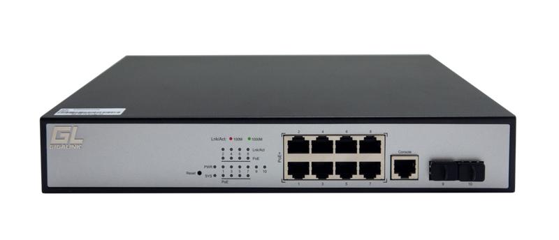 коммутатор управляемый l2 poe 8 base-t 10/100/1000mb/s портов 2 base-x sfp 1000mb/s 1u 19дюйм 220в суммарная мощность 150вт nikomax gl-sw-g204-10p от BTSprom.by