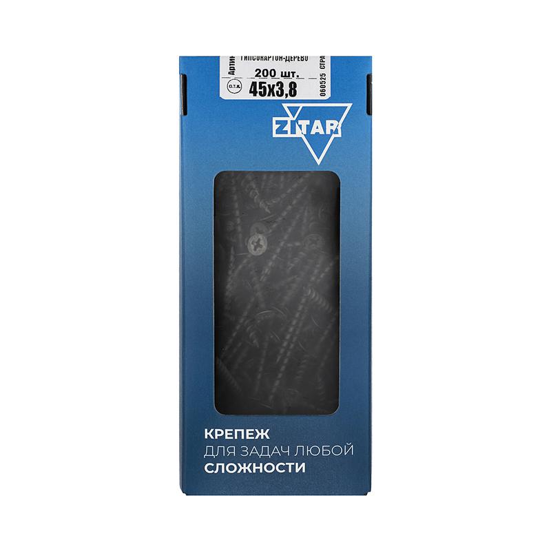 саморез гипсокартон-дерево 3.8х45 (коробка) (уп.200шт) tech-krep/zitar 102124 от BTSprom.by