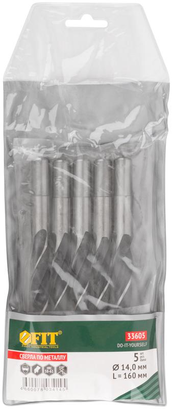  Сверло по металлу HSS черненые 14.0х160мм (уп.5шт) FIT 33605 фото в каталоге от BTSprom.by