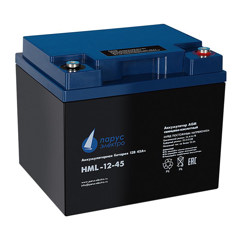 батарея аккумуляторная hml-12-45 свинцово-кислотная 12в/45а.ч парусэлектро hml-12-45 от BTSprom.by