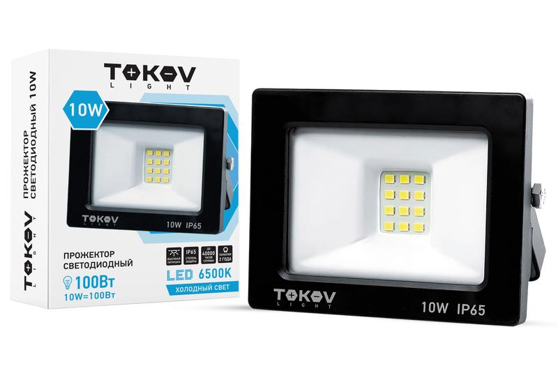 прожектор светодиодный 10вт 600лм 6500к ip65 черн. (tkl) tokov electric tkl-fl/led-10-6.5k-ip65 от BTSprom.by