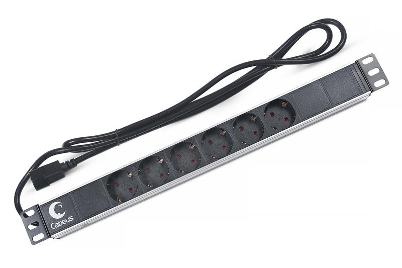 блок евророзеток для 19дюйм шкафов pdu-6p-2iec горизонт. 6 розеток 10а без выключателя алюм. корпус шнур 2м вилка iec 320 c14 cabeus 7289c от BTSprom.by