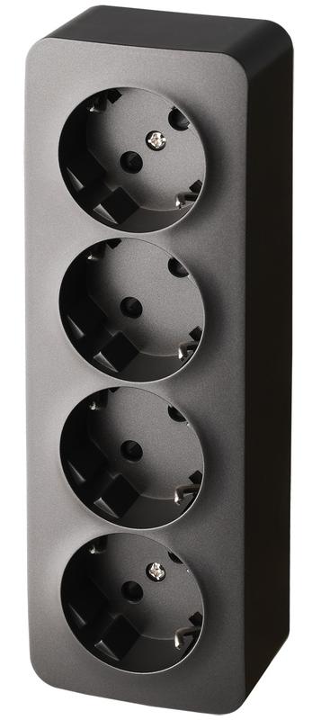 розетка 4-м оп 16а ip20 с заземл. защ. шторки антрацит jasmart fs5508b от BTSprom.by