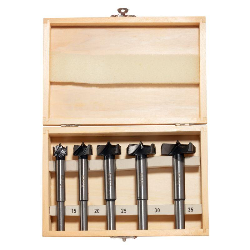 Набор сверл Форстнера (петельных) по дереву 10-15-20-25-35х73мм цилиндрический хвостовик (5 предметов) Kranz KR-91-0792 фото в каталоге от BTSprom.by