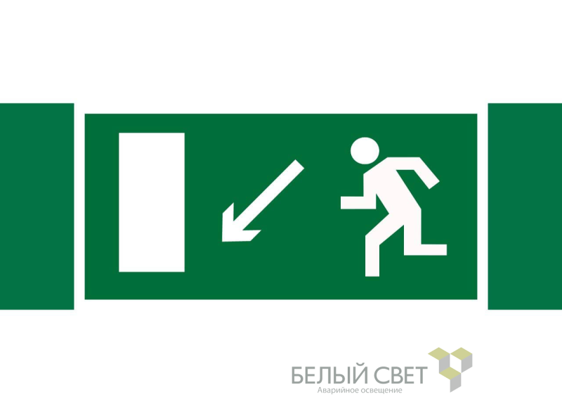 знак безопасности npu-3413.e08 "напр. к эвакуационному выходу налево вниз" белый свет a16519 от BTSprom.by