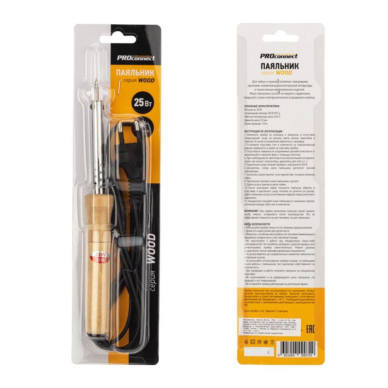 Паяльник ПД 220В 25Вт деревянная ручка (блист.) PROCONNECT 12-0174-4 фото в каталоге от BTSprom.by