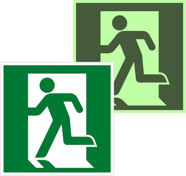 знак эвакуационный e 01-01 "выход здесь" (левосторонний) 200х200мм металл с покрытием фотолюминесцентным ekf zn-e-01-01-f от BTSprom.by