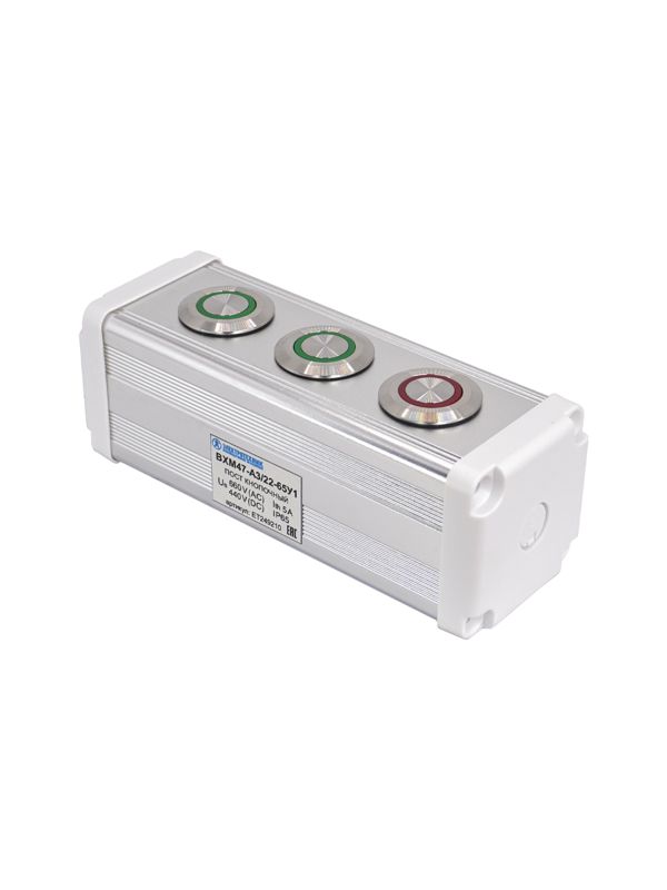 пост управления bxm47-a3/22-65у1 2 цилиндрические кнопки 1c1no1nc зел. + 1 цилиндрическая кнопка 1c1no1nc красн. электротехник et249210 от BTSprom.by