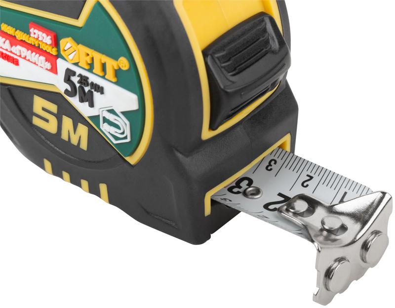  Рулетка Гранд 5мх25мм калибр. лента; нейлон. покрытие; магн. крючок; двойной стопор; прорезиненный корпус FIT 17326 фото в каталоге от BTSprom.by