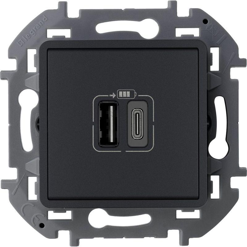 устройство зарядное inspiria с 2-мя usb разьемами a и c 240в/5в 3000ма антрацит iek 673763 от BTSprom.by