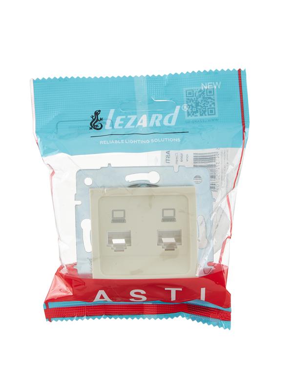  Розетка компьютерная 2-м СП ASTI IP20 RJ45 механизм крем. LEZARD 7081-0388-141 фото в каталоге от BTSprom.by