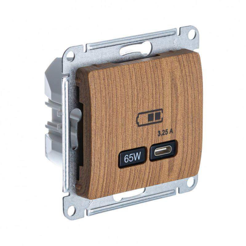 розетка usb glossa тип c 65вт qc pd высокоскор. зу механизм дерево дуб se gsl000527 от BTSprom.by
