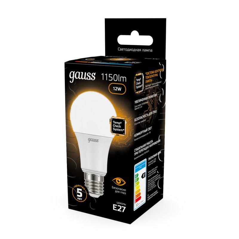 Лампа светодиодная Black 12Вт A60 грушевидная 3000К тепл. бел. E27 1150лм GAUSS 102502112 фото в каталоге от BTSprom.by