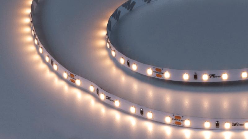 лента светодиодная про 2835 84led/м 8.6вт/м тепл. бел. 24в ip20 (уп.5м) swg pro 00-00005850 от BTSprom.by