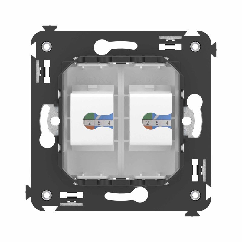  Розетка телефонная 2-м СП Avanti "Белое облако" RJ12 без шторок механизм DKC 4400614 фото в каталоге от BTSprom.by