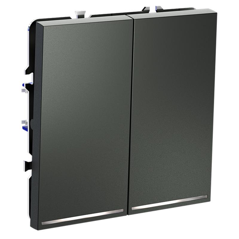  Выключатель 2-кл. СП S70 10А с подсветкой механизм титан Voltum VLS020206 фото в каталоге от BTSprom.by