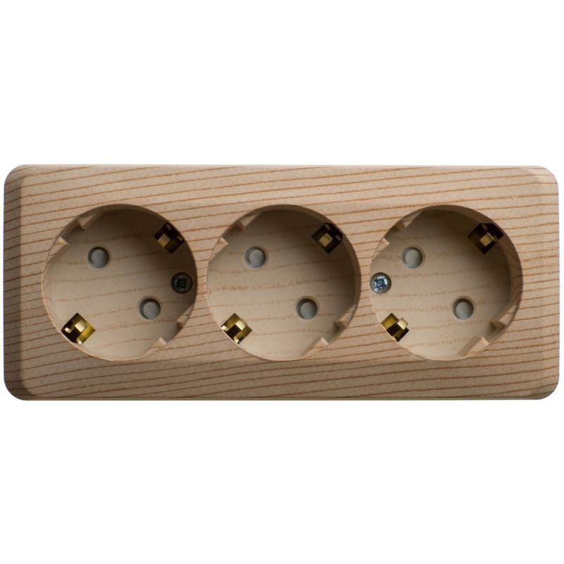 розетка 3-м оп этюд 16а ip20 250в с заземл. защ. шторки сосна se pa16-012d от BTSprom.by