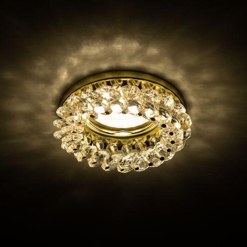  Светильник DK16 GD/WH декор "круглый с мелкими хрусталиками" зол./прозр. ЭРА C0043749 фото в каталоге от BTSprom.by