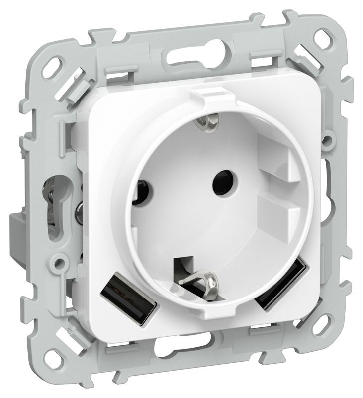 розетка 1-м сп flite рсюша11-1-флб 16а с usb a+a 3.1а с заземл. с защ. шторками безвинтовое крепление механизм бел. iek fi-r14-16-1-u21-d31-k01 от BTSprom.by