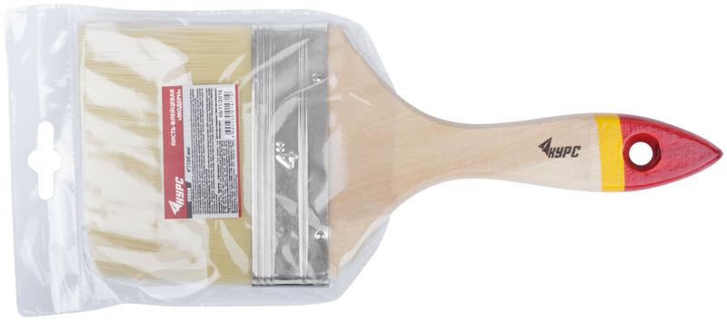  Кисть флейцевая "Модерн" 4дюйм (100мм) искусственная щетина деревянная ручка КУРС 00868 фото в каталоге от BTSprom.by