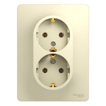 розетка 2-м сп glossa 16а ip20 с заземл. в сборе беж. se gsl000224 от BTSprom.by