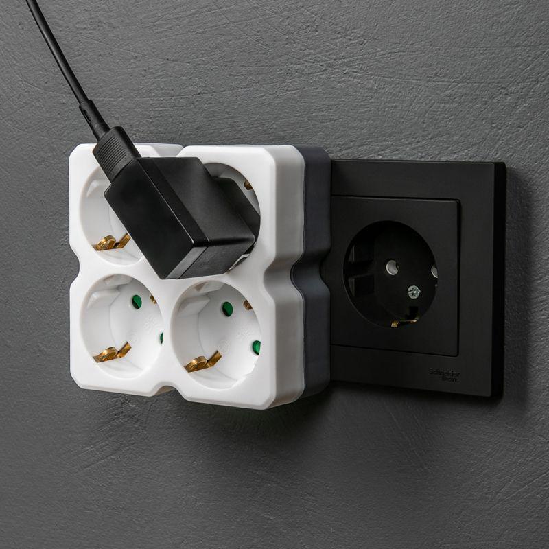  Разветвитель 4-м с заземл. 16А IP20 бел. Rexant 11-1073 фото в каталоге от BTSprom.by